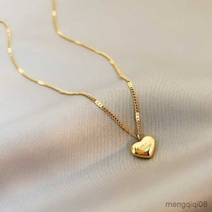 Collier d'amour en acier inoxydable de Style d'été chaîne de clavicule collier de couleur or 18K pour les femmes cadeau de bijoux de mode