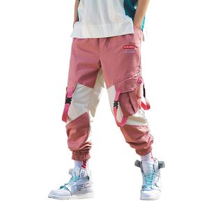 Style d'été Streetwear Joggers pantalon coton rubans Hip Hop Muti poches pantalon cheville longueur Patchwork homme pantalons de survêtement ABZ375