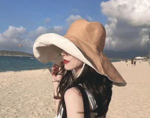 Zomerzon emmer hoed voor vrouwen Koreaanse mode groot rand strand vissen panama hiphop cap streetwear dubbelzijds draagbare 2022
