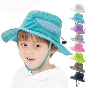 Zomerzon hoed Kinderbescherming emmer hoed voor meisjes jongens mesh strandvisser kinderen cap baby accessoires 1-4 jaar