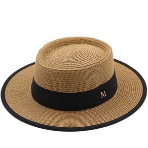 zomer zon hoed dames mode meisje stro lint boog strand strandcasual gras flat top top top top bone dames vizier cap 220514