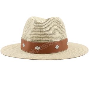 Chapeaux de soleil d'été pour femmes homme évider plage Chapeau de paille hommes Protection UV Cap Chapeau Femme chapeau Fedora pour femmes