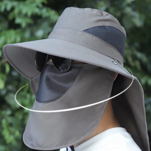 Chapeaux de soleil d'été UV Protection Caputier de pêche de chasse extérieure pour hommes Femmes Randonnée Camping Visor Bucket Bucket Chapeau de pêche amovible