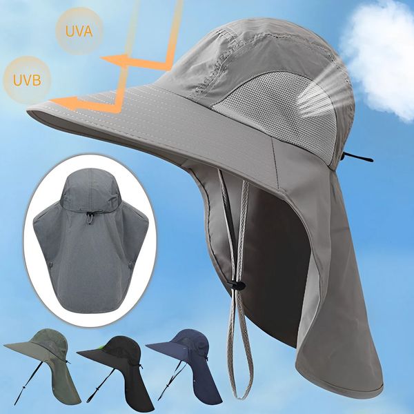 Chapeau de pêche de Protection solaire d'été été respirant Camping randonnée casquettes Anti-UV chapeau de soleil avec couvre-cou casquettes chapeau Panama pour hommes 240102