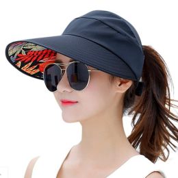Zomerzonbescherming Vouwzonnen hoed voor vrouwen brede rand dames strand vizier hoed meisje vakantie uv bescherming zon hoed holle hoed