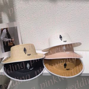 Zomer zonnebrandhoed mode mode platte emmer hoeden designer letter brede rand doppen buiten golf hoed