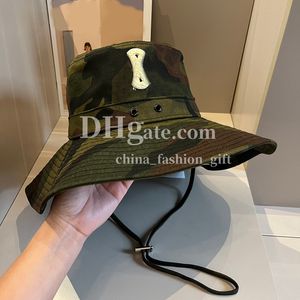 Sombrero de protección solar de verano Sombrero turístico de ala ancha Sombrero de camuflaje de diseñador Mujeres Hombres Gorra de cubo equipada Excursión Sombrilla Sombrero europeo y americano