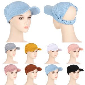 Verano protector solar gorras turbante mujer visera sombrero para el sol al aire libre Color sólido Bandana con visera mujer Casual ciclismo Uv sombrero con pañuelo para la cabeza