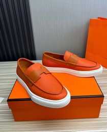 Zomer Super Sneaker Ike slip-on sneaker mannen glijden op bootschoenen graan echt lederen sportplatform trainers zwart wit oranje 38-45