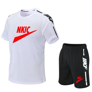 Trajes de sudor de verano para hombre, conjunto de chándal de calidad de marca para hombre, de secado rápido, cuello redondo, entrenamiento corto deportivo, ropa deportiva para correr, sudadera