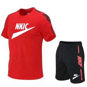 Trajes de sudor de verano Conjunto de chándal de calidad de marca para hombre Conjunto de chándal de secado rápido con cuello redondo Deporte Entrenamiento corto Correr Ropa deportiva Sudadera Marca LOGO Imprimir