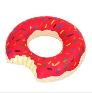 90 cm zomer zwemmen leven bouy donut zwemmen ring drijvende opblaasbare zwemmen ring volwassen zwembad float 2 kleuren aardbei chocolade vlot fot fun