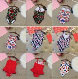 Traje de baño de verano para niña, traje de baño estampado de una pieza para niñas pequeñas, vacaciones en la playa, Bikini, ropa de diseñador para niños