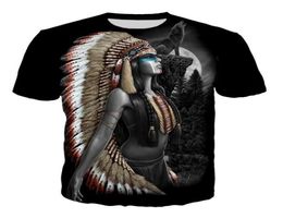 T-shirt d'été Animal Wolf and Indiens Men039s à manches courtes Tee Acourage des ventilateurs 3D T-shirts imprimés Men Femmes Couples Tshirt S5x8746622