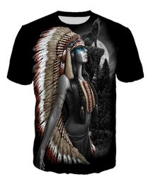 T-shirt d'été Animal Wolf and Indiens Men039s à manches courtes Tee Acourage des ventilateurs 3D T-shirts imprimés Men Femmes Couples Tshirt S5x7224205