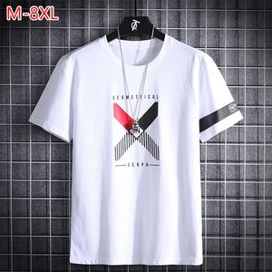 T-shirt d'été pour hommes blanc noir bleu coton à manches courtes t-shirts homme garçon haut surdimensionné 6XL 7XL 8XL vêtements pour hommes en vrac