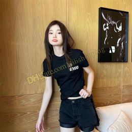 Zomer T-shirt voor vrouwen kledingbrief afdrukken o-neck korte mouw t-shirt femme losse casual crop top