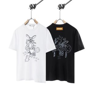 Zomer T-shirt herenmode casual katoenen heren T-shirt met halve mouw T-shirt heren getijdenmerk losse Bunny bedrukte korte mouwen.