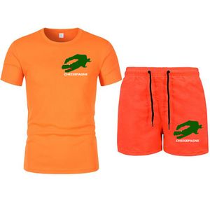 T-shirt d'été imprimé pour hommes, vêtements de sport décontractés à la mode, combinaison de gymnastique 2 pièces, vêtements de sport amples pour la plage, la course à pied, les vêtements de fitness