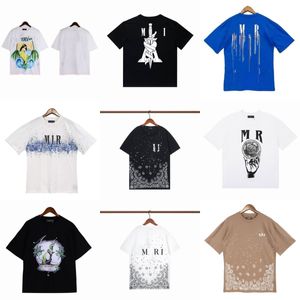 Camisetas de verano Diseñador Camisetas para hombre Ink Splash Flow Pintura Diseñadores Parejas Amirs Camisas de lujo Manga corta Hip Hop Streetwear Amirs Tees 5a