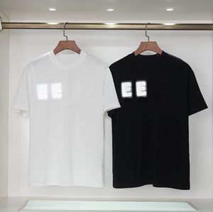 Camisetas de verano, ropa de diseñador de moda, Europa, Italia, camiseta luminosa informal de algodón reflectante para hombres y mujeres