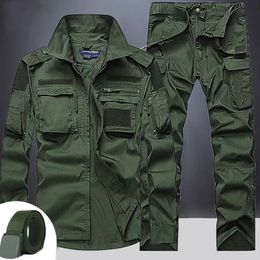 Souet Tactical Sets Mens Outdoor Breathable plusieurs poches de combat L'entraînement des chemises à manches longues militaires Pantalons de fret Suit mâles 240511