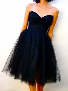 Zomer Thee Lengte Navy Party Jurken 2018 Sweetheart Ruches Tulle A-lijn Vestidos Korte vrouwen Leuke Bruidsmeisjes Jurken