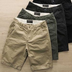 Zomer textureerde gewassen heren casual shorts trendy katoenen vaste kleur werk kleding met een 5-inch broek voor persoonlijk gebruik