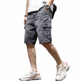 Été mince 2022 Shorts en denim Shorts pour hommes de travail de travail de travail de travail de travail de travail en vrac pantalon extérieur culotte de cowboy adolescents jeans cargo x2m1 #