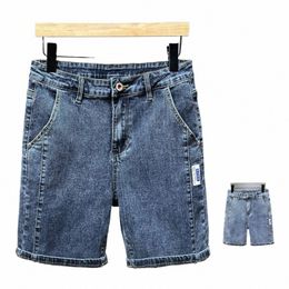 Verano delgado nuevos hombres Busin pantalones cortos de mezclilla Fi Casual Stretch Slim Jeans cortos bermuda masculina hombres ropa hombre 83m0 #