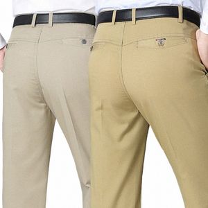 Été mince pantalon hommes 100% Cott automne épais pantalon Fi marque Cargo pantalon intelligent décontracté solide kaki gris costume pantalon I63W #