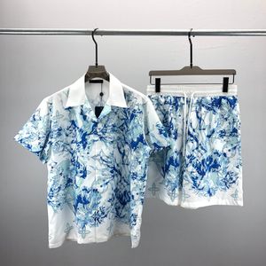 Zomer dun shirt met korte mouwen pak herenmode merk losse casual sport ademend koel gevoel met shorts een setM-3XL #035