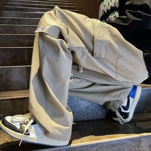 Zomer dunne rechte been werkkleding broek voor mannen met meerdere zakken, gegolfd en knap, casual en trendy high street sport jeugdbroeken