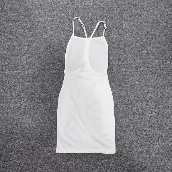 Verano fino blanco apretado flaco Slip dress slim wrap hip sexy racerback vestido de verano