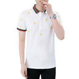 Summer Tide Bee Broidered Polot Shirt Men's Men's Fashion Sports Casual Letter Casual Short Polo T-shirt