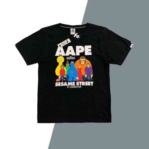 Marée d'été marque AAPE court sésame rue Joint Ape légion imprimé T-shirt Ins ample décontracté hommes et femmes demi manches