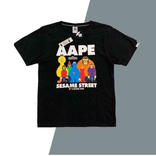 Summer Tide Marque AAPE Manches courtes Sesame Street Joint Ape Legion T-shirt imprimé Ins Lâche Casual Hommes et Femmes Demi Designer Fashion453