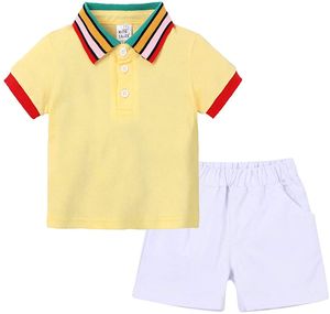 Zomer peuter jongens mode kleding set kinderen katoen revers polo t-shirt + shorts 2 stks kleding voor baby jongens casual sets