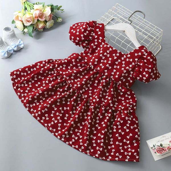 Robe d'été pour petites filles, vêtements de princesse mignons à imprimé floral, tenue décontractée, 240402