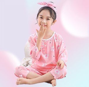 Vêtements d'été pour filles en bas âge Pyjamas à manches longues pour adolescents garçons Pijamas vêtements de nuit en coton vêtements de maison pour enfants 2 4 6 8 12 ans G27764741