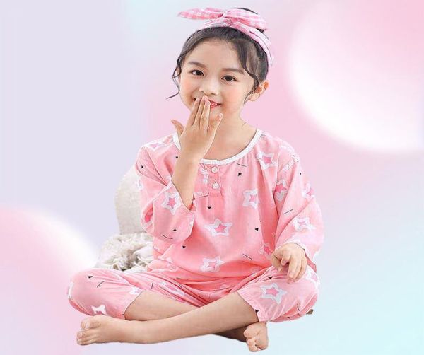 Vêtements d'été pour filles en bas âge Pyjamas à manches longues pour adolescents garçons Pijamas vêtements de nuit en coton vêtements de maison pour enfants 2 4 6 8 12 ans G21794761