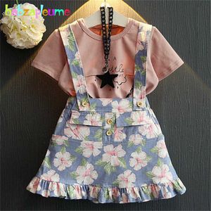 Zomer Peuter Meisjes Kleding past T-shirtwithSkirt 2 stuks meisje set Bloemenprint Katoen Kids Outfits Kinderkleding 0-7Year