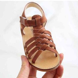 Summer Toddler Kids Baby Sandalias tejidas para niñas pequeñas Boy Black Brown Casual School Flat Beach Shoes 1 2 3 4 5 6 años Nuevo G220523