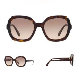 Zomerschildpad gepolariseerde vrouwen Designer Spr16 Zonnebril Mode Casual Strand Ash Square Art Frame Glazen Gradiënt Bruine Lens Hoogwaardige bril