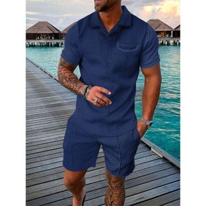 Summer Tracksuit Men Clothing Designer 2024 Nouveau pour hommes Fashion Casual Casual Impring Imprimée zipper à manches courtes Polo Short 2 pièces