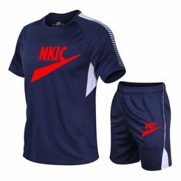 Zomer tracksuits Sport Suit Men T-shirt shorts Tweedelige set snel droge sportkleding mannen fitness Running Basketball Casual pak merk logo print plus size m-5xl