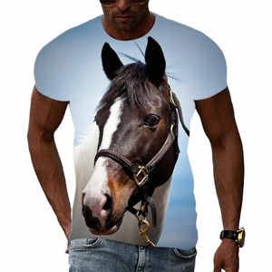 Zomer Trend Paard HD Patroon Mannen T-shirts Casual 3D Print Hip Hop Harajuku Persality Ronde Hals Tees Losse Korte mouw Top V4L2 #