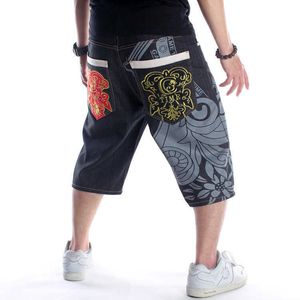 Tendance d'été Loose surdimensionnée Shorts Hip Hop Graffiti Print Broidered Capris