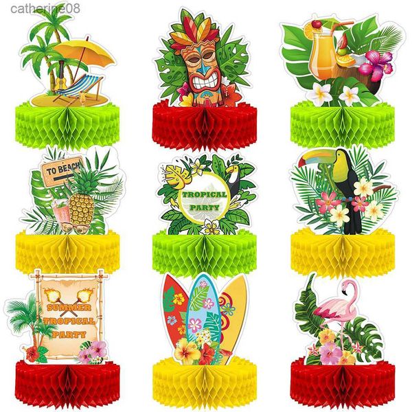 Été Tropical Hawaiian Thème Fête Décoration Fournitures Flamingo Nid D'abeille Ornement Baby Shower Décoration Anniversaire De Mariage L230621