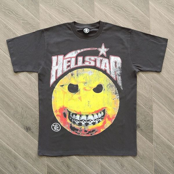 camiseta de verano camisa estrella del infierno Diseñador Rapero Washed Heavy Craft Camiseta de manga corta unisex Camisetas para niños camiseta gráfica Hellstar Carta cara sonriente Rappe para hombre corto s-xl